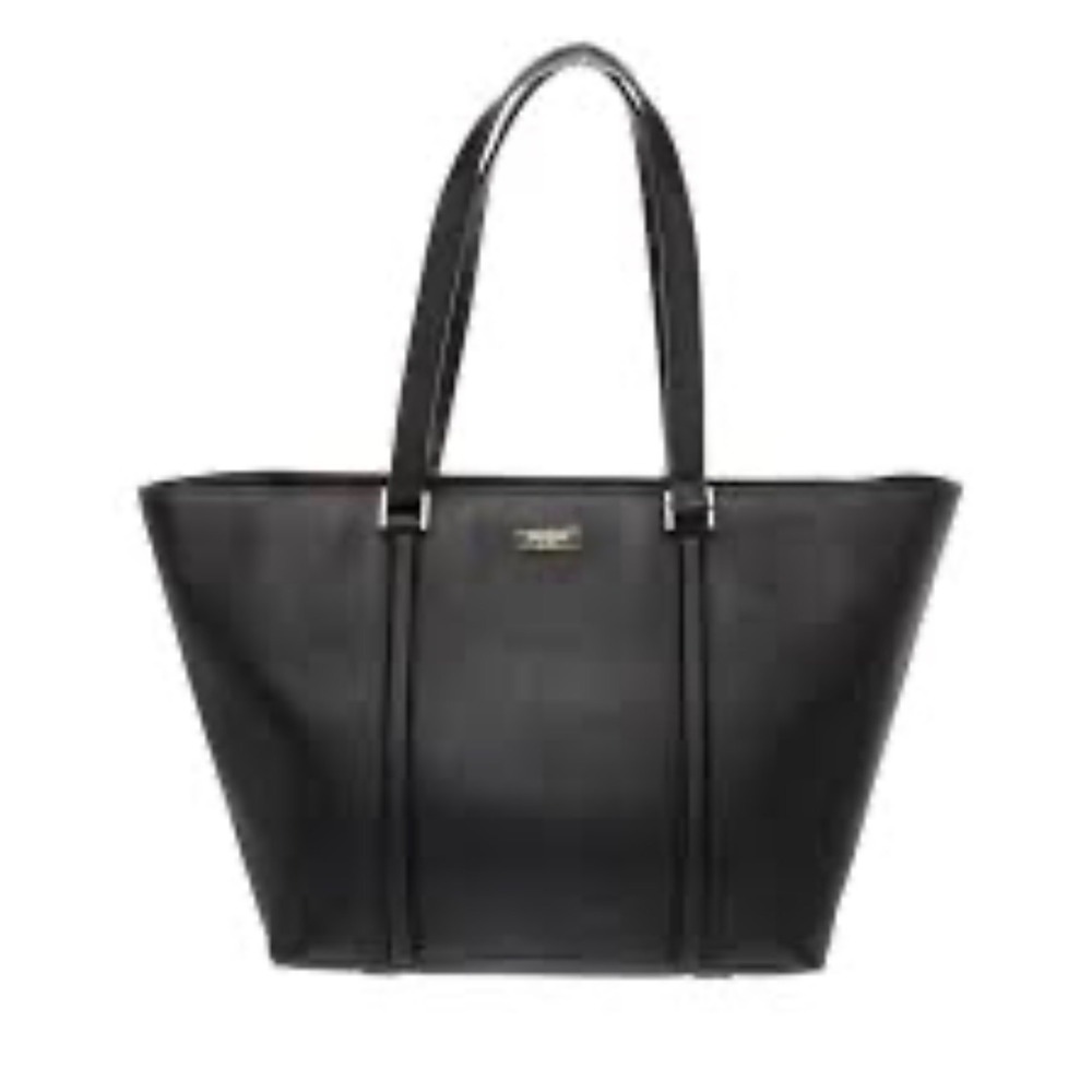 Saffiano Kate Spade Newbury Lane tote‎ black leather bag with gold hardware